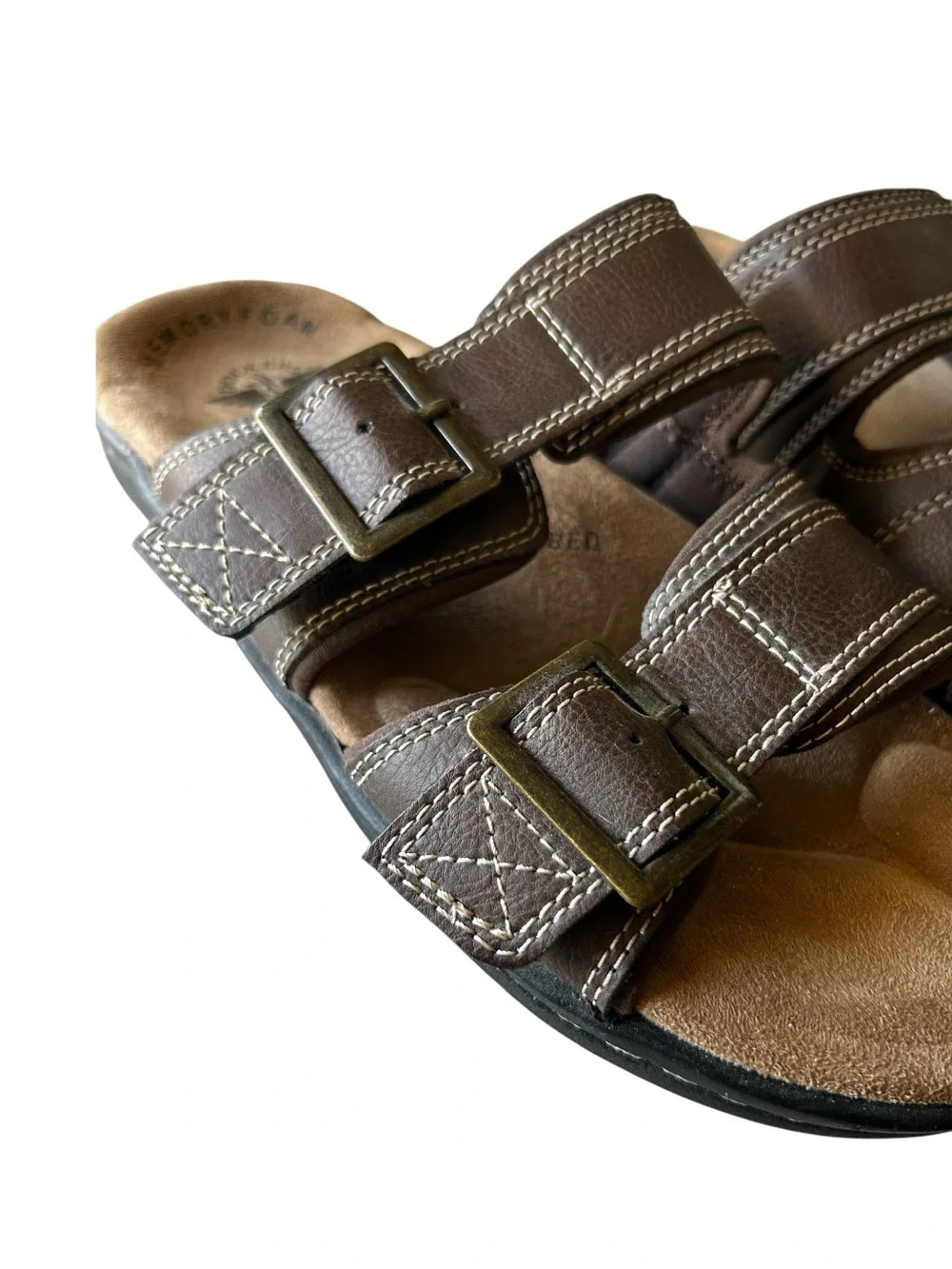 Dockers Men’s DELRAY Brown Double-Buckle Memory Foam Slide Sandals